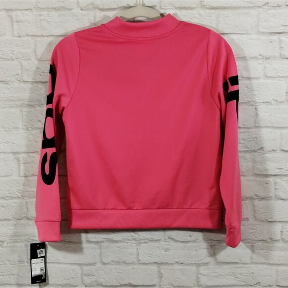 O Adidas Girls Pink Linear Logo Tricot Full Zip Athletic Track Jacket NWT L 14 - Picture 5 of 8